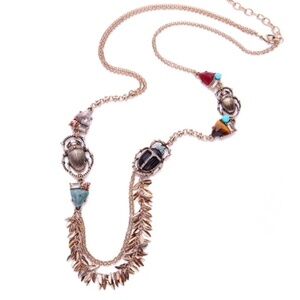 Goldtone Multi Colored Beetle Necklace